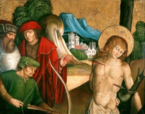 Le Martyre de saint Sébastien., , Meister von Sigmaringen