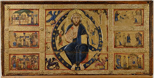 The Savior Blessing and Stories of the True Cross, 1215, Maestro di Tressa