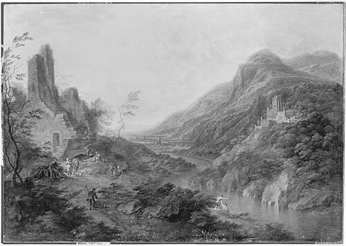 Flusslandschaft mit Ruinen, 1708, Robert Griffier