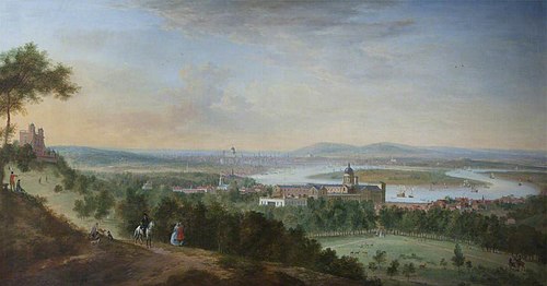 Panoramic View of Greenwich, the Thames, and London, from the East (One Tree Hill), 1729, Robert Griffier