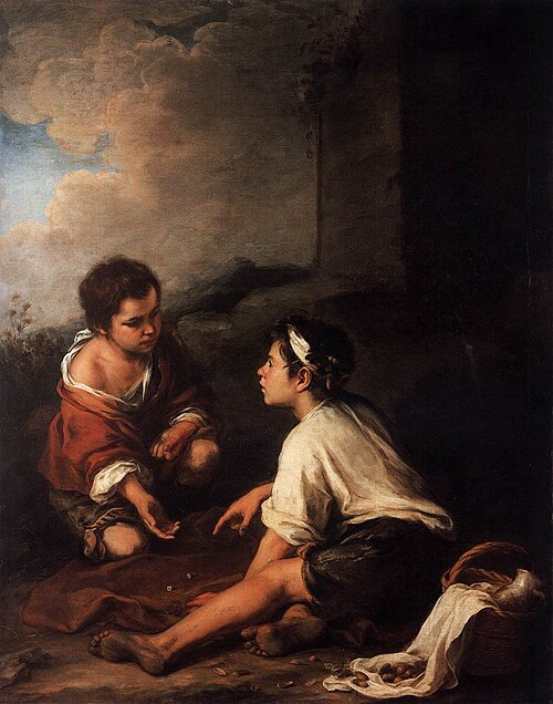 Two boys playing dice, 1670, Bartolomé Esteban Murillo