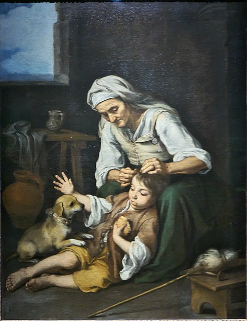 Vieja despiojando a un niño, , Bartolomé Esteban Murillo