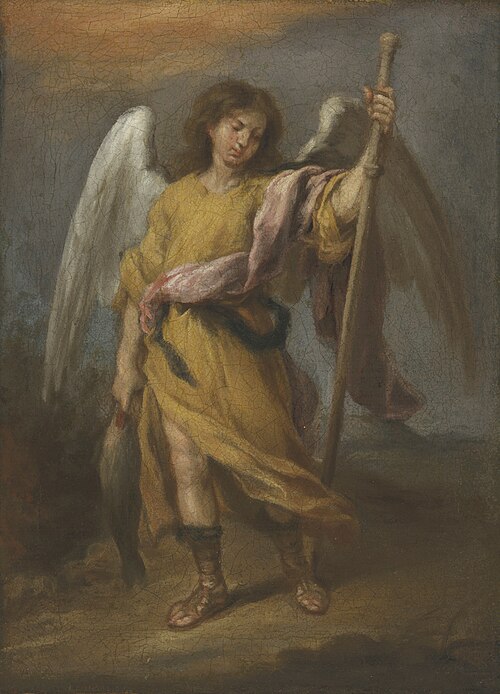 Angel Raphael with a fish, 1680, Bartolomé Esteban Murillo