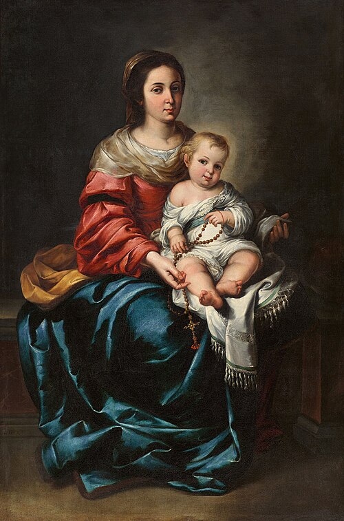 Virgin and Child, with rosary, 1655, Bartolomé Esteban Murillo