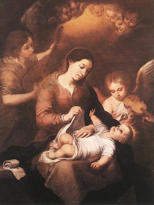 Mary and Child with Angels Playing Music, 1675, Bartolomé Esteban Murillo