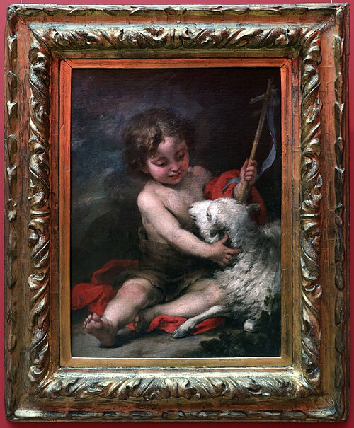 san giovannino che gioca con un agnello, 1675, Bartolomé Esteban Murillo