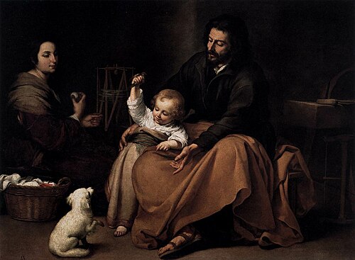 Sainte Famille au petit oiseau, 1650, Bartolomé Esteban Murillo