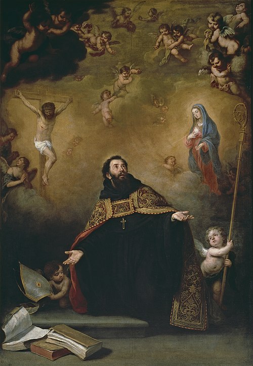 Saint Augustine between Christ and the Virgin, 1664, Bartolomé Esteban Murillo
