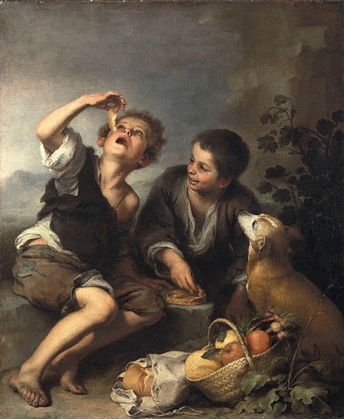 Enfants mangeant un gâteau, 1670, Bartolomé Esteban Murillo