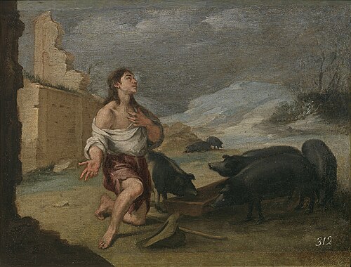 The Prodigal Son among the Pigs, 1660, Bartolomé Esteban Murillo