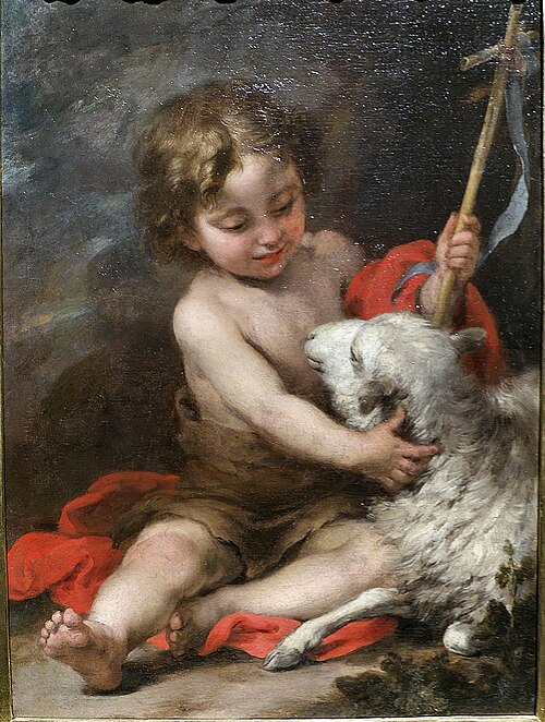 The Infant Saint John Playing with a Lamb, 1675, Bartolomé Esteban Murillo