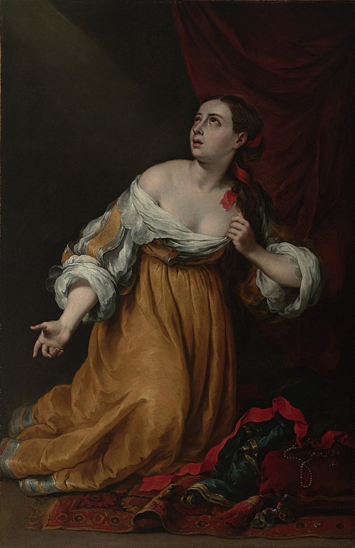 Saint Mary Magdalene Renouncing the Worldly Life, 1650, Bartolomé Esteban Murillo