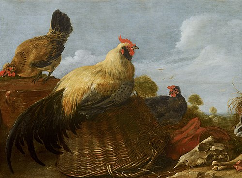 Cock and Hens in a Landscape, 1650, Gijsbert d'Hondecoeter