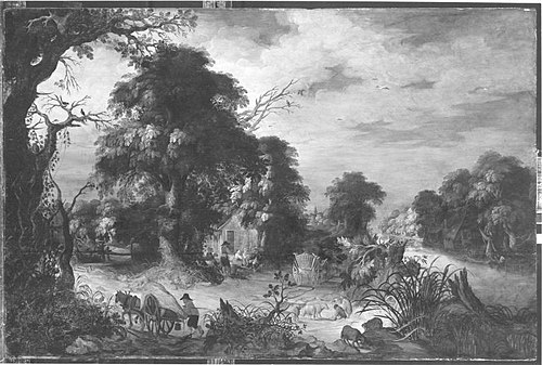 Waldlandschaft mit Bauern, 1606, Gillis d'Hondecoeter