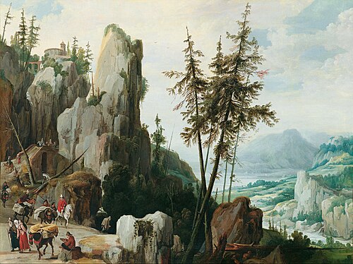 Rocky landscape with travelers, , Jan Tielens