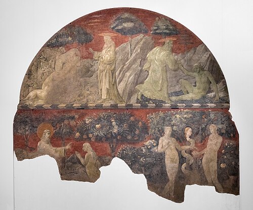 Creation of Adam, animals, and Eve, and the Original Sin, 1420, Paolo Uccello