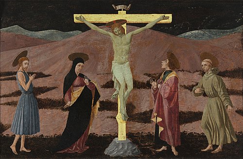 The Crucifixion with the Virgin, Saint John the Baptist, Saint John the Evangelist and Saint Francis, 1460, Paolo Uccello