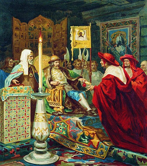 Prince Alexander Nevsky receiving Papal legates, 1870, Henryk Siemiradzki