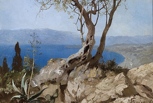 Le Lac avec des côtes rocheuses., 1880, Henryk Siemiradzki