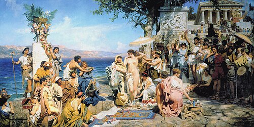 Phryné aux fêtes de Poséidon à Éleusis, 1889, Henryk Siemiradzki