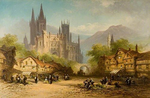 Market Day at a Town in Normandy, France, , John Henry Foley