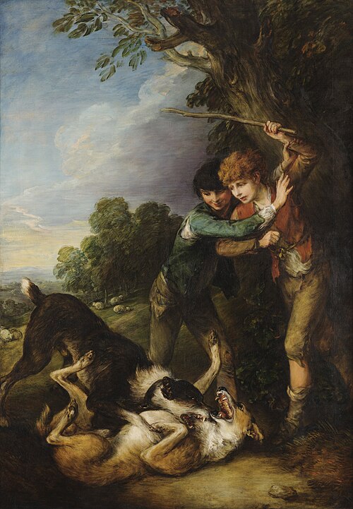 Two shepherd boys with dogs fighting, 1783, Thomas Gainsborough