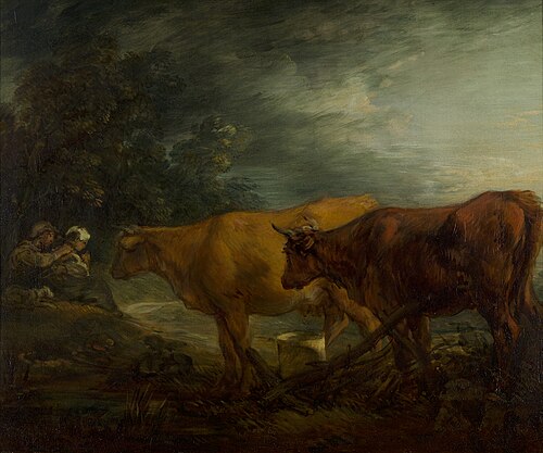 Landscape with two cows with a shepherd and a milkmaid, 1786, Thomas Gainsborough