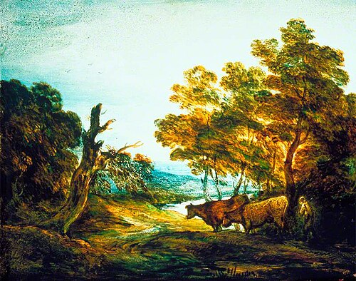 Wooded Landscape with a Herdsman and Two Cows, 1781, Thomas Gainsborough