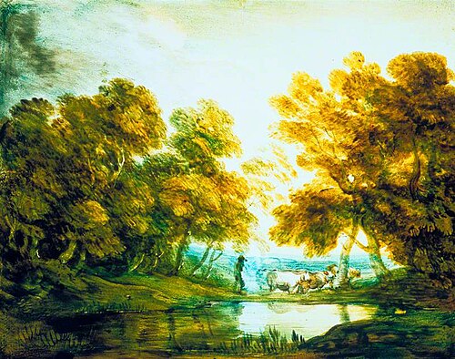 Wooded Landscape with Herdsman Driving Cattle, 1781, Thomas Gainsborough