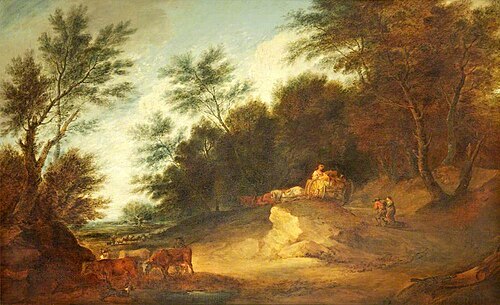 Wooded Landscape with Figures in a Country Cart and Cattle, , Thomas Gainsborough