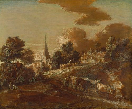 An Imaginary Wooded Village with Drovers and Cattle, 1771, Thomas Gainsborough