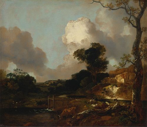 Landscape with Stream and Weir, 1750, Thomas Gainsborough