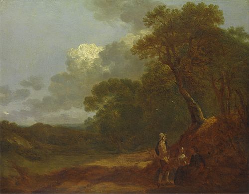 Wooded Landscape with a Man Talking to Two Seated Women, 1745, Thomas Gainsborough