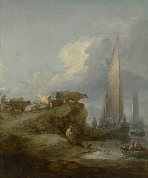 Coastal Scene with Shipping and Cattle, 1781, Thomas Gainsborough
