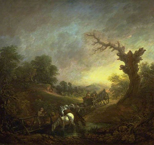 Sunset: Carthorses Drinking at a Stream, 1760, Thomas Gainsborough