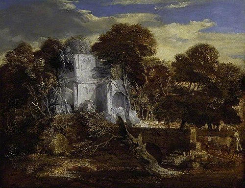 Landscape with Herdsman and Cows crossing a bridge, 1772, Thomas Gainsborough