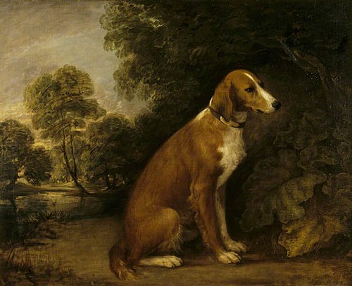 A Setter seated in a Landscape, 1795, Thomas Gainsborough