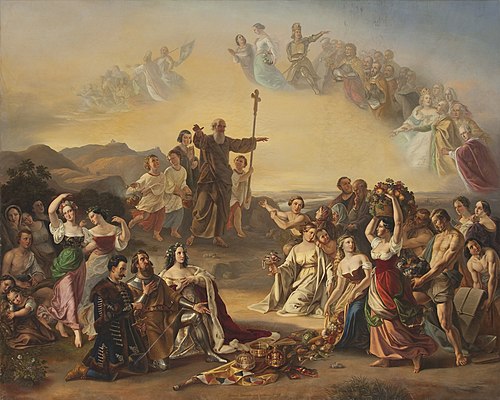 Der heilige Severin segnet das Land Österreich, 1849, Hans Gustav Dittenberger von Dittenberg