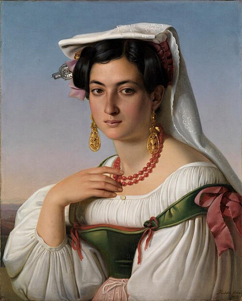 Portrait of Vittoria Caldoni, an Italian model from Albano Laziale, 1833, Johann Heinrich Richter