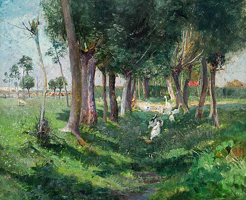 Landscape with trees and geese, 1890, Karl Mediz