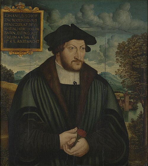 Portret "Johann van Beieren" op hout door Michaël Ostendorfer, 1535, 1535, Michael Ostendorfer