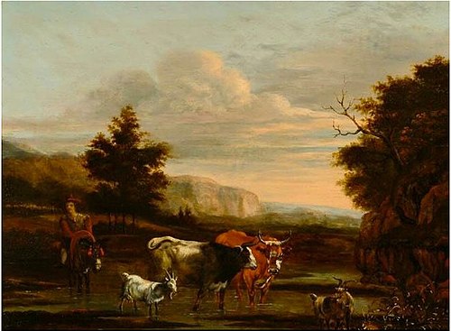 Italianate Landscape with Herders and Cattle, 1660, Jan Frans Soolmaker