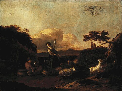 Shepherdess and a Flock of Sheep, 1660, Jan Frans Soolmaker