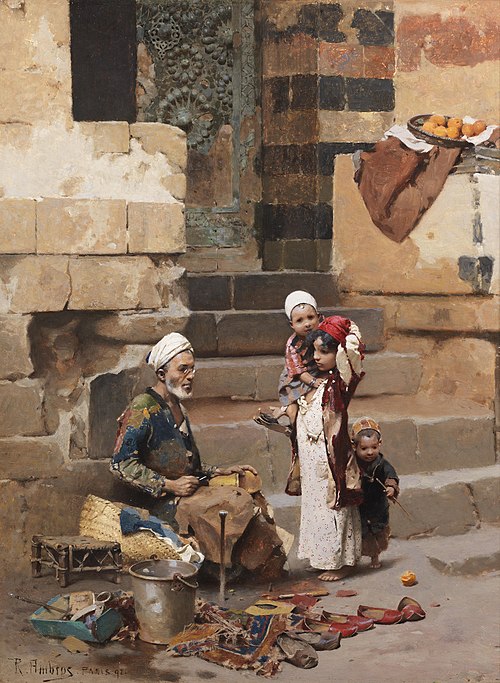 The old shoe maker, Cairo., 1892, Raphael von Ambros