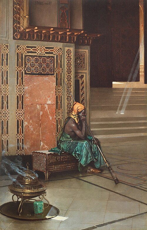 Awaiting the Prayer in the Mosque of Sultan Qalawun, 1887, Raphael von Ambros