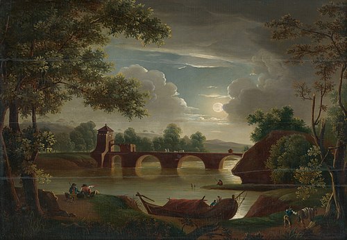 Krajina s mostom vo svite mesiaca, 1820, Michael Wutky