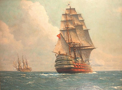 Men o' War passing on the open sea, 1939, Zeno Diemer