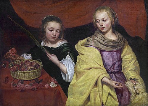 Two Girls as Saint Agnes and Saint Dorothea, 1650, Michaelina Woutiers
