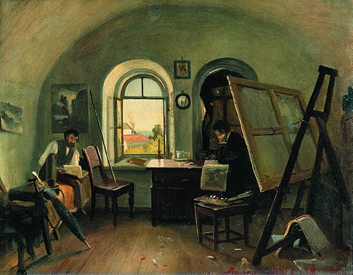 I. I. Shishkin and A. V. Gine in the Studio on the Valaam Island, 1860, Ivan Chichkine