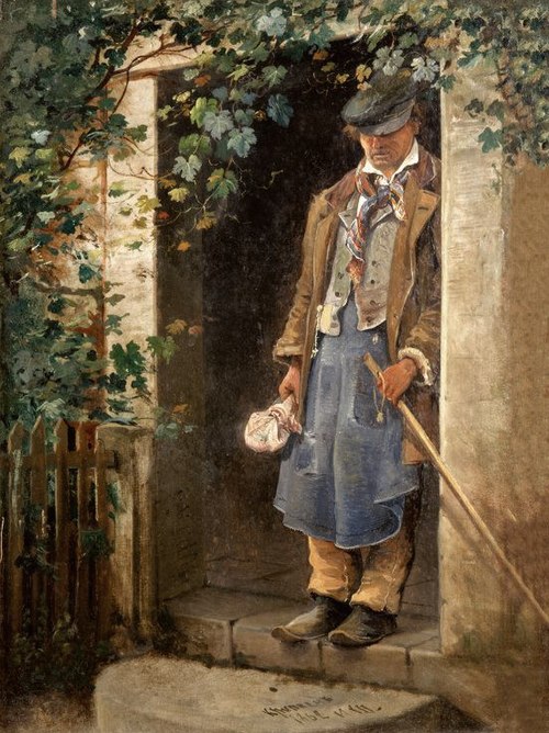 In Krippen. The man on the Doorstep, 1862, Ivan Shishkin
